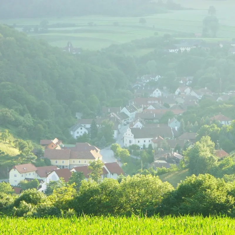 Blick auf Mühldorf, Gasthof Weißes Rössl, Mühldorf/Wachau